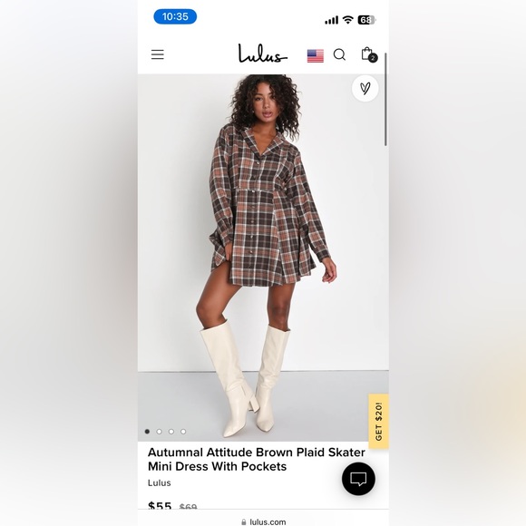Lulus Dresses & Skirts - Lulus brown plaid dress